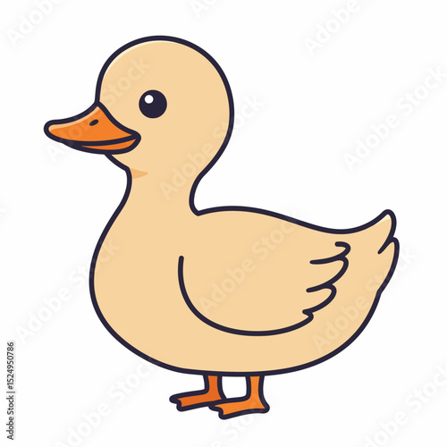 Cute baby duck waving cartoon illustration isolated on white background