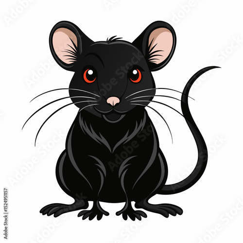 Black mouse silhouette vector illustration rodent pest control clip art animal graphic design  art on withe background