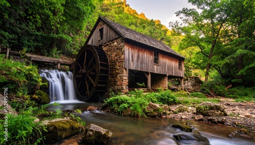 lost place of an abandoned water mill; old stone rustic