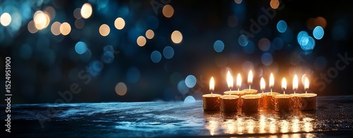 Warm Flickering Candlelight Illuminates a Serene Setting at Dusk With Soft Bo...