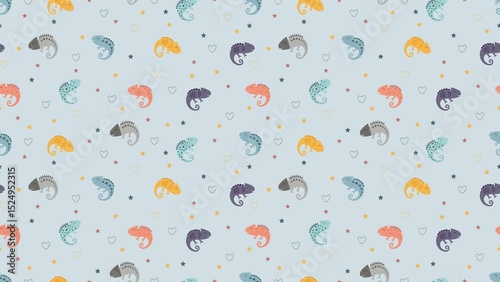 Cute chameleons seamless pattern background. Baby seamless pattern. Creative scandinavian kids texture for fabric, textile, wallpaper, apparel.