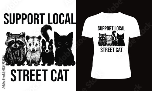 Support Local Street Cats Team Trash Opossum Raccoon Rat T-Shirt