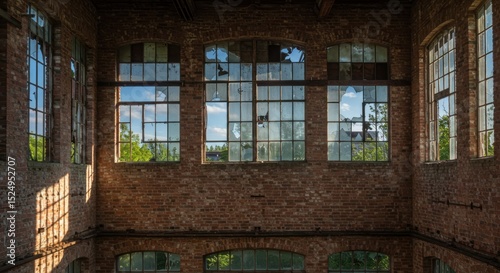 Abandoned factory Bricks windows broken panes