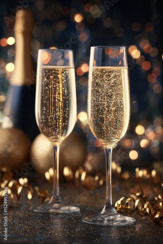 Celebration With Sparkling Drinks in Elegant Glasses Against a Festive Backgr...