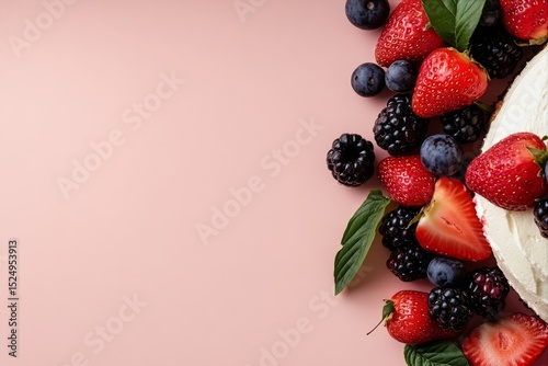 Fresh Fruit Arrangement Featuring Strawberries, Blueberries, Blackberries, an...