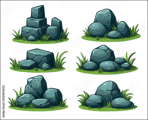 set of stones with leaves