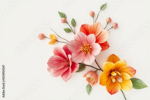 Elegant floral arrangement with pink, orange and yellow blossoms