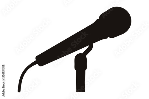 microphone vector silhouette, vintage silhouette microphone icon