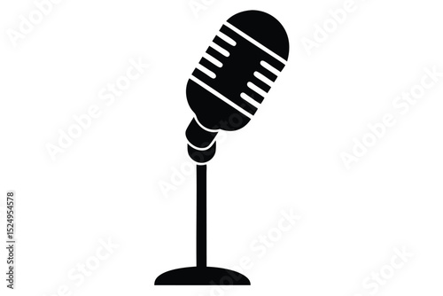 microphone vector silhouette, vintage silhouette microphone icon