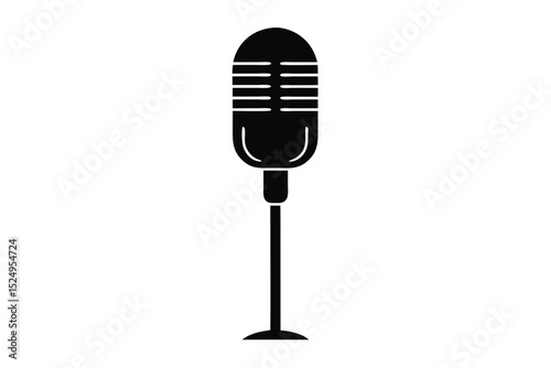 microphone vector silhouette, vintage silhouette microphone icon