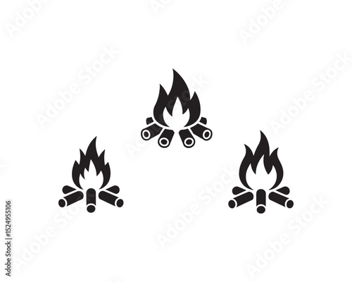 Campfire icon silhouette with firewood flames and burning logs vector