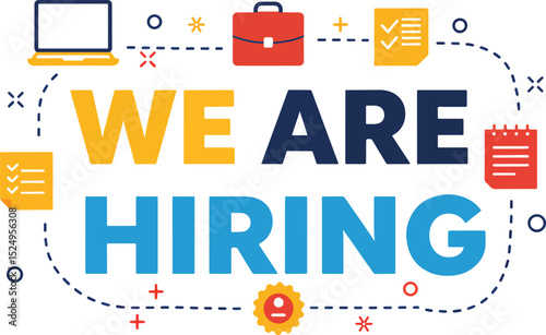 we are hiring vibrant creative layout with office icons