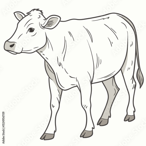 Cute black and white cartoon cow vector illustration isolated on white