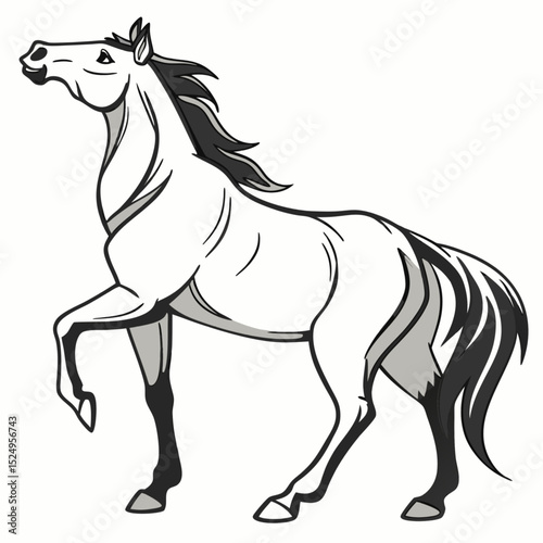 Black horse vector illustration of a running wild stallion silhouette