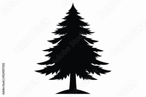 Pine tree silhouette vector illustration, forest tree icon