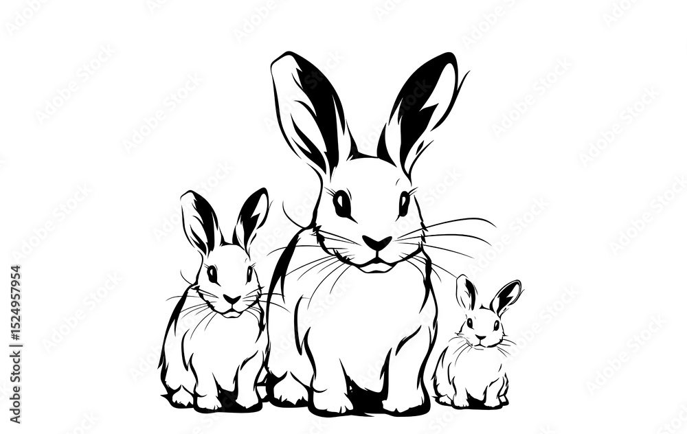 Fototapeta premium Mother rabbit and her baby