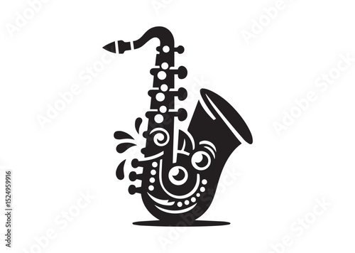 A Saxophone Icon black color Silhouette Vector