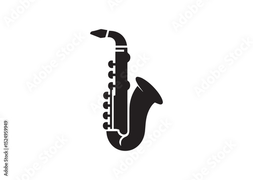A Saxophone Icon black color Silhouette Vector