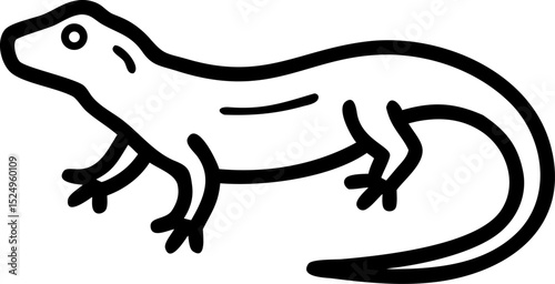 vintage illustration of monitor lizard line art vector on withe background