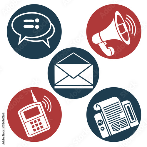 Communication methods icons set design