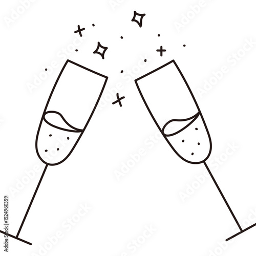 Clinking Champagne Glasses Doodle

