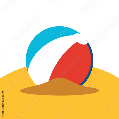 Blue plastic beach volleyball on the sand, a fun summer toy illustration