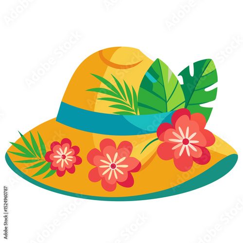 Tropical floral patterns with vibrant blossoms and lush leaves create a beautiful spring and summer garden illustration, perfect for nature-inspired designs and elegant decoration