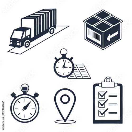 Logistics and delivery service icons set