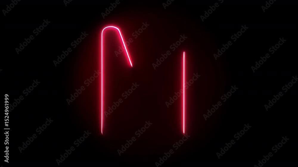 Animated glowing neon letter M in pink style