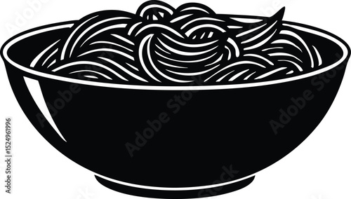  bowl of noodles silhouette vector