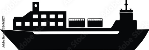  cargo ship black silhouette vector illustration