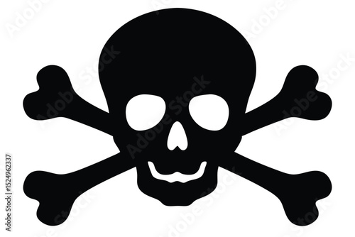 Skull and bones silhouette vector, Skull crossbones icon Clipart