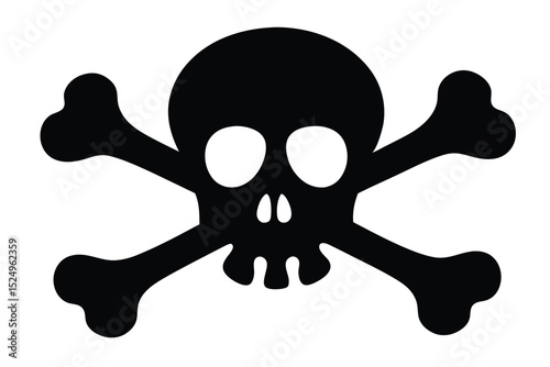 Skull and bones silhouette vector, Skull crossbones icon Clipart