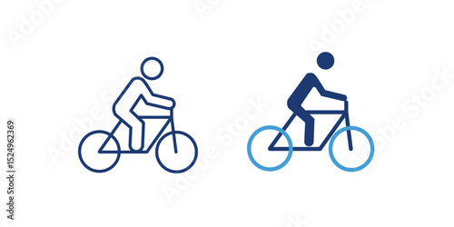 Icon of a person riding a bicycle, promoting a green and active lifestyle while reducing emissions.