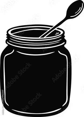  jam jar with spoon.