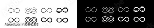 Doodle infinity icon set. Sketch Infinity, eternity, infinite, endless, loop symbols. Unlimited infinity collection illustration