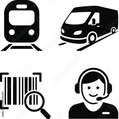 Logistics and Customer Support Solid Icon Set