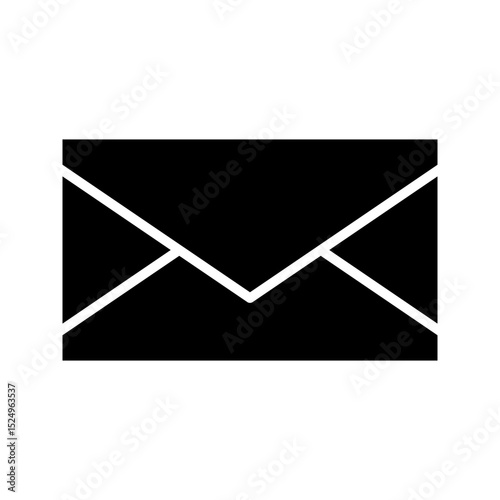 A modern, bold black glyph letter icon with a notification dot. Represents new messages, unread mail, and incoming correspondence. Ideal for email/messaging apps.