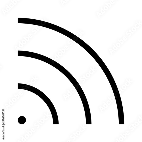 A modern, bold black glyph signal waves icon. Represents wireless connectivity, strong reception, and data transmission. Ideal for network status and tech apps.