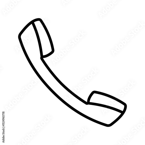 A modern, minimalist black outline phone handle icon. Represents incoming calls, communication, and telephone use. Ideal for phone apps and contact UIs.