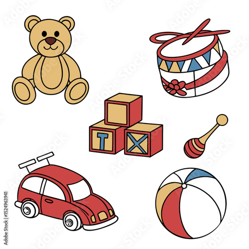 Cute cartoon collection of children s toys