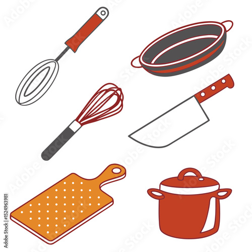 Collection of kitchen utensils and cookware