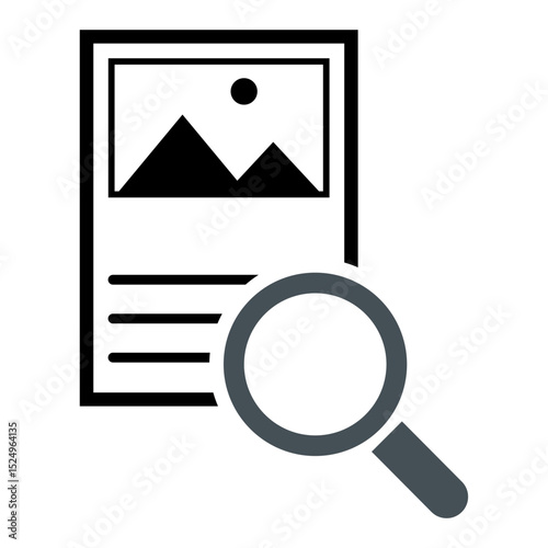 Search result icon, research data report sign, control analysis symbol vector illustration .