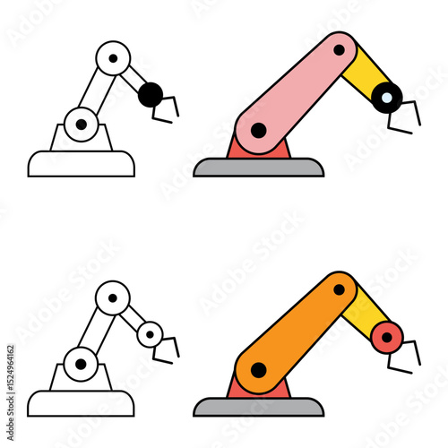 Set of Mechanical robot arm machine icon, technology hydraulic robotic hand, vector illustration .