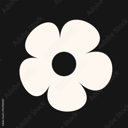 Retro floral icon with bold petal structure and soft abstract styling. A clean, elegant emblem that suits modern botanical aesthetics.