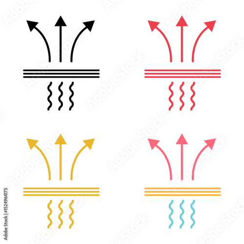 Set of Breathable resistant icon, waterproof material protection sign, web vector illustration .
