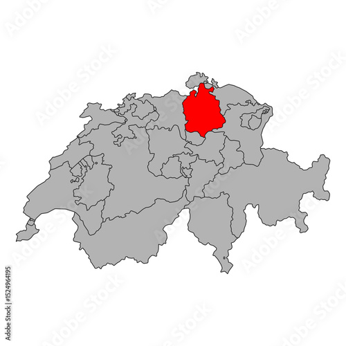 Canton of Zurich Switzerland map shape, travel web flat concept icon vector illustration .