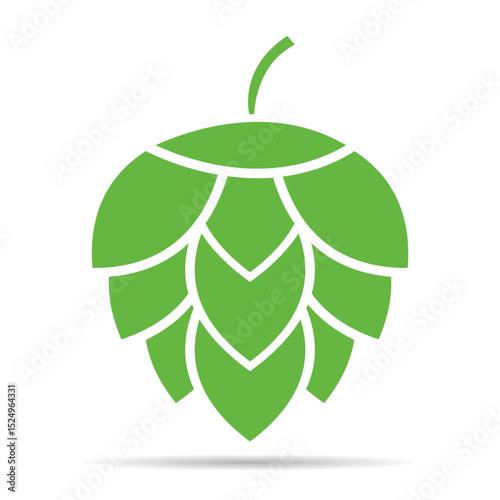 Hop icon beer shadow cone leaf sign,pub herb design, nature seed vector illustration .