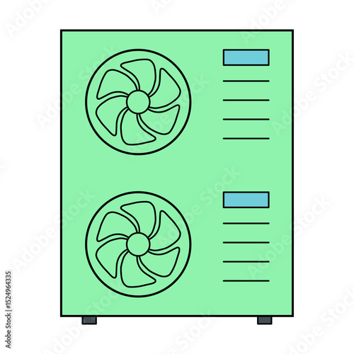 Heat pump air source icon, cooling electric system machine, cool web vector illustration .