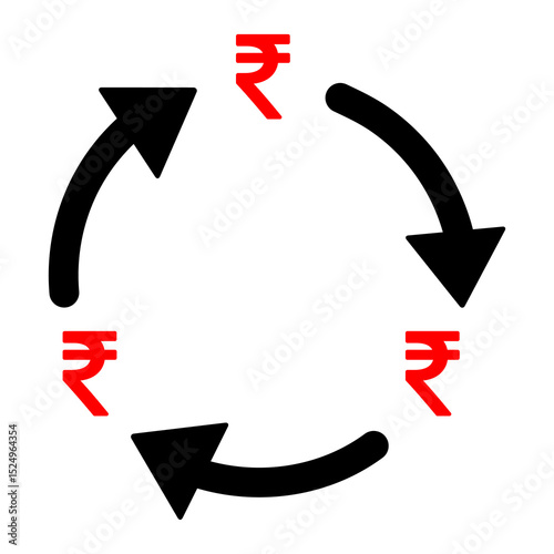 Rupee money change icon, trade cash information web symbol, convert sign vector illustration .